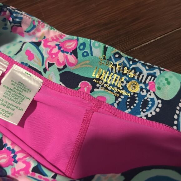 Lilly Pulitzer Green and Pink A-line Mini Skirt NEW Pockets Luxletic Size 6 - Picture 2 of 3
